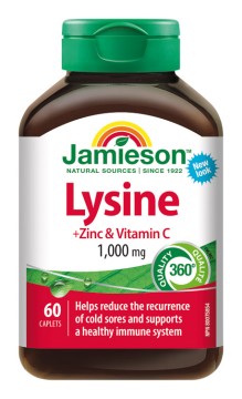 Jamieson Lysin 1 000 mg se zinkem a vitamínem C 60 tbl.