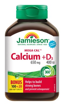 Jamieson Mega Cal™ vápník 650 mg s vitamínem D3 400 IU 120 tbl.