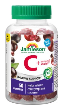 Jamieson Vitamín C + Immune Shield Gummies s příchutí bezu 60 pas.