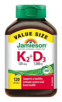 Jamieson Vitamíny K2 120 mcg a D3 1000 IU 120 kps.