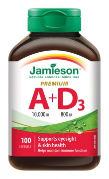 Jamieson Vitamín A a D Premium 10000 IU / 800 IU 100 kps.