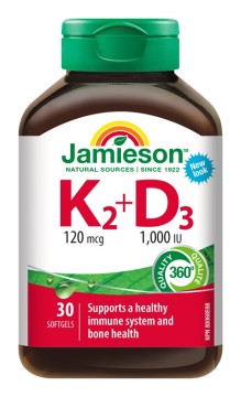 Jamieson Vitamíny K2 120mcg a D3 1 000 IU 30kps.