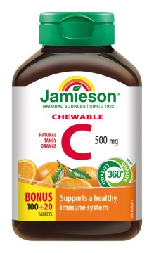 Jamieson Vitamín C 500 mg tablety na cucání s příchutí pomeranče 120 tbl.
