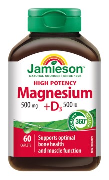 Jamieson Hořčík 500 mg s vitamínem D3 500 IU 60 tbl.