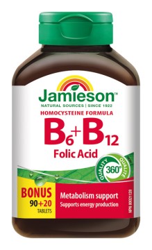Jamieson Vitamíny B6, B12 a kyselina listová 110 tbl.