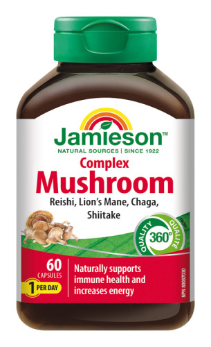 Jamieson Mushroom Complex – Komplex hub na cholesterol, imunitu a energii 60 kps.